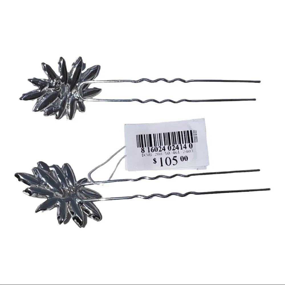 Brides And Hairpins Silver Plated Emrata Set of Two Pins Wedding Accessories New